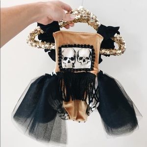 💀 Gold Velvet & Skull Tutu Romper 💀